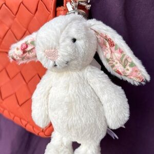 Jellycat BLOSSOM CREME BUNNY BERRY Bag Charm NWT keychain out of stock floral